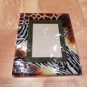 NWT Joan Baker Designs 3.5 x 5" Animal Print Safari Glass Painted Picture Frame